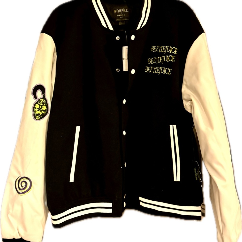 Beetlejuice Black and White Varsity Jacket